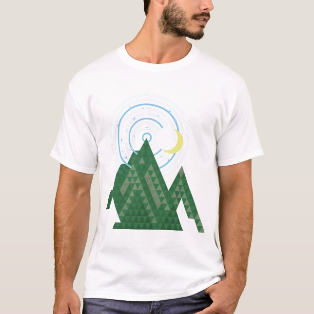 céu da lua crescente na montanha T-Shirt (Frente)
