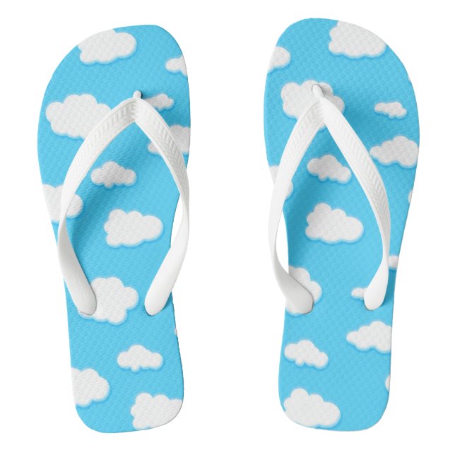 céu de azul e nuvens brancas fofas - chinelos (Pé da cama)