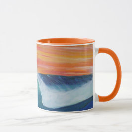 céu do pôr do sol caneca laranja