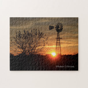 Céu dourado de Kansas com quebra-cabeça da