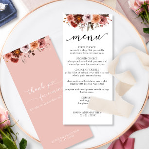 Céu em Rosa, Menu Casamento Floral de Watercolor
