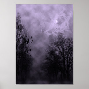 Céu Halloween com Ravens Purple Mist Poster