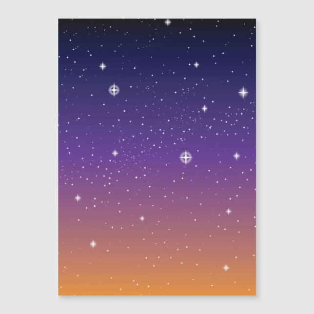 Céu roxo e dourado com estrelas no pôr do sol (Frente)