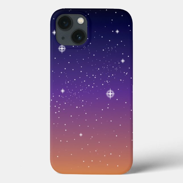 Céu roxo e dourado com estrelas no pôr do sol (Verso)