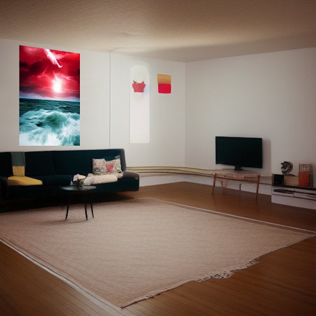 Céu vermelho no mar | AI Art Poster (Criador carregado)