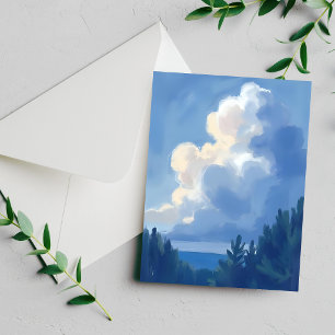 Céus Nublados   Cartão de Pintura em Aquarela da F