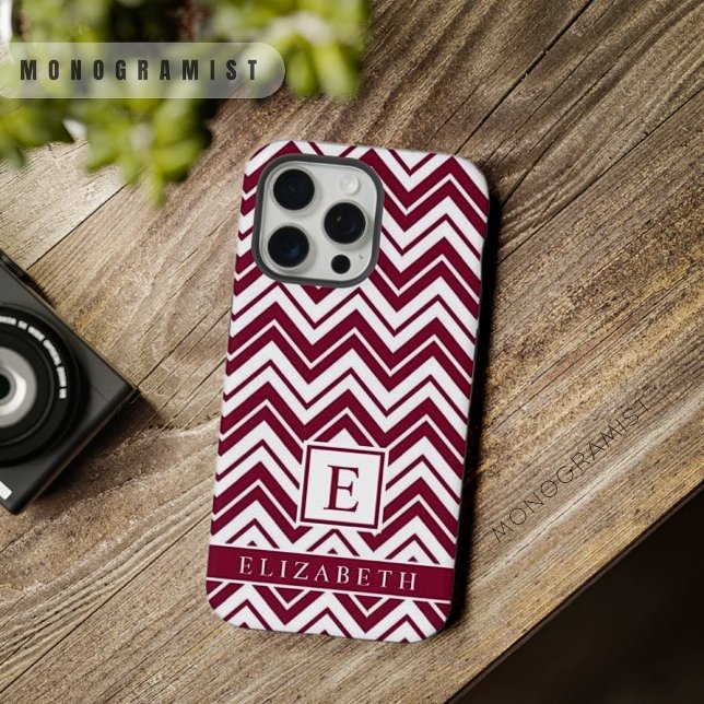 Cevon Branco Rosa Escuro Maroon Vermelho Personali (Customizable Red Maroon Dark Pink White Chevron iPhone Case)