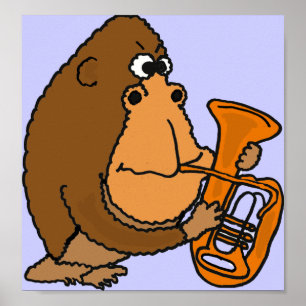 CG- Gorila Engraçado Tocando o Poster Tuba