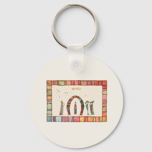 Ch Ball cerâmica Chaveiro Ch, cena natalícia (Frente)