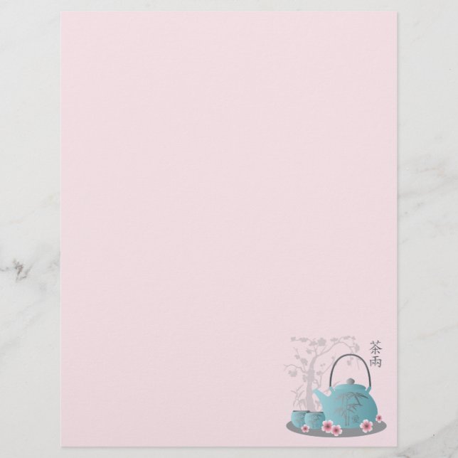 Chá azul asiático plantou design gráfico florescen (Frente)