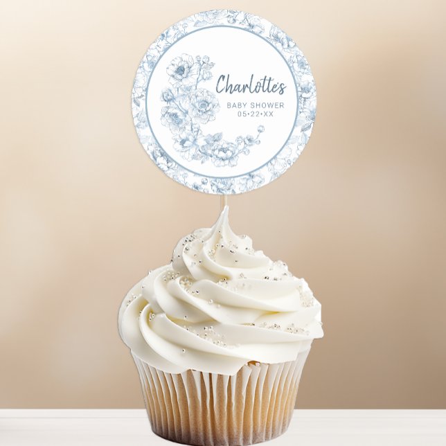 Chá Bebê Adesivo – Floral Azul DIY (Sticker for many party uses)