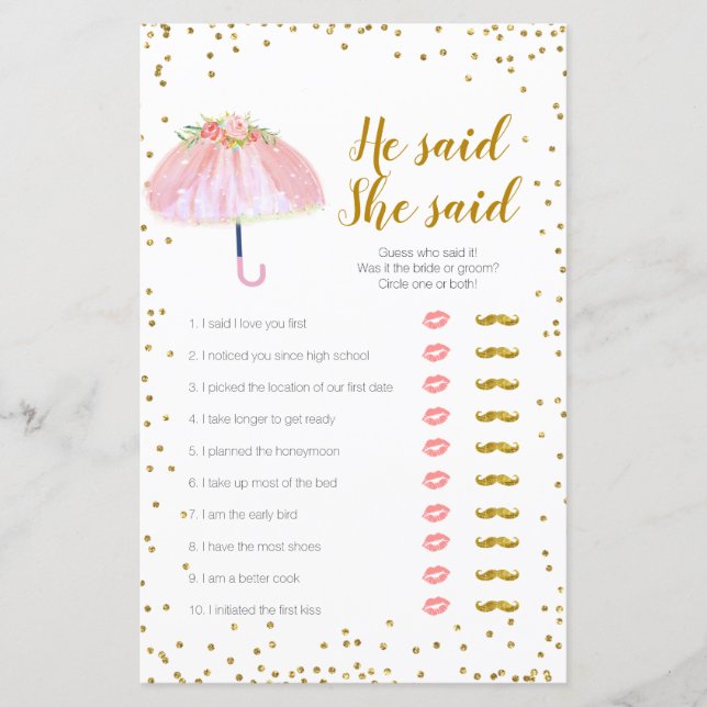 Chá de abril disse que ela disse um cartão de jogo (Frente)