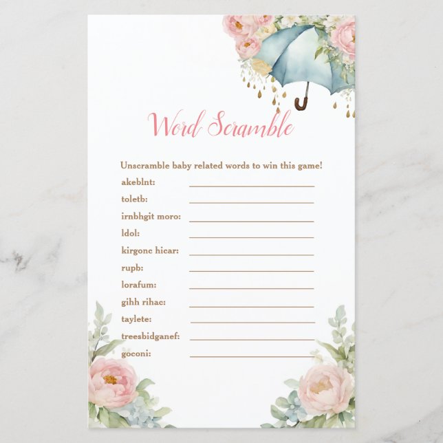 Chá de abril Jogos de Palavras de Guarda-chuva (Frente)