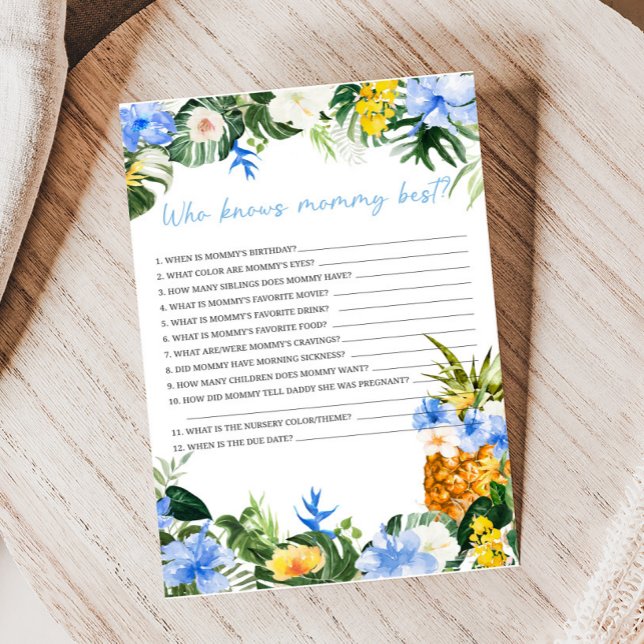 Chá de Bebê Abacaxi Aloha Quem Conhece Melhor a Ma (Aloha Baby Baby Shower Game)