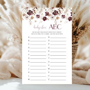 Chá de Bebê ABC Borgonha Florais Aquarela