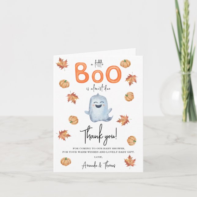 Chá de bebê agradecimento fantasma fofo de Hallowe (Frente)