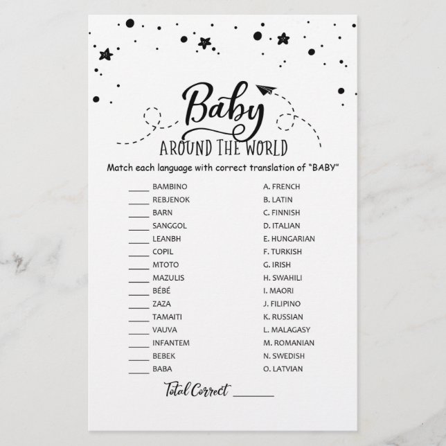 Chá de Bebê ao Redor do Mundo com Respostas (Frente)