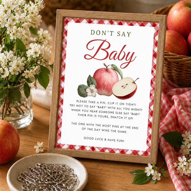 Chá de Bebê Apple & Gingham Não Diga Bebê Jogo (Don't Say Baby Sign)