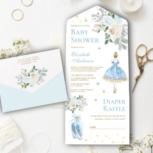 Chá de Bebê Bailarina Floral Azul e Dourado