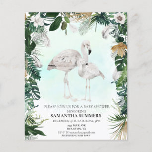 Chá de Bebê Boho Flamingo Branco Tropical 