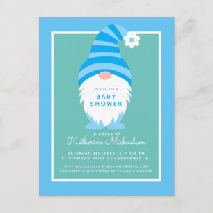 CHÁ DE BEBÊ   Cartão postal Blue Stripe Gnomo