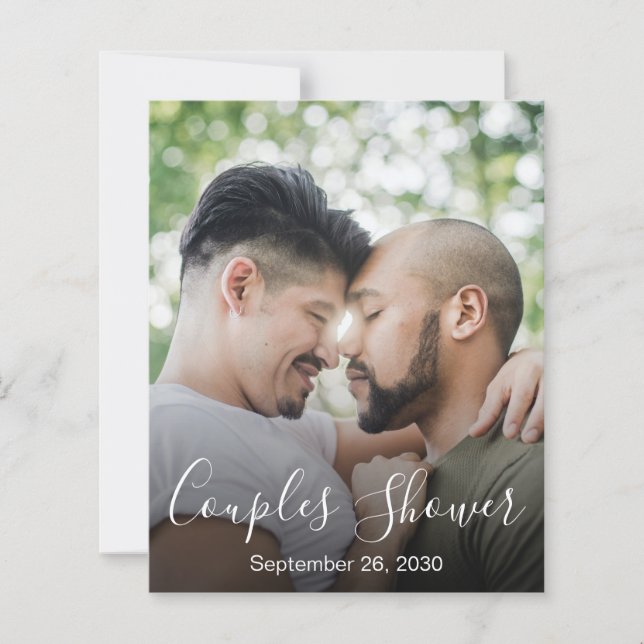 Chá de Bebê Casais LGBTQ com Foto Moderna no Orçam (Frente)