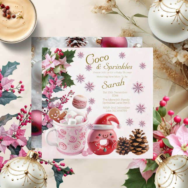 Chá de Bebê Coco e Confeitos de Natal Rosa  (Criador carregado)