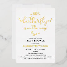 Chá de Bebê com Caligrafia de Borboleta Minimalist