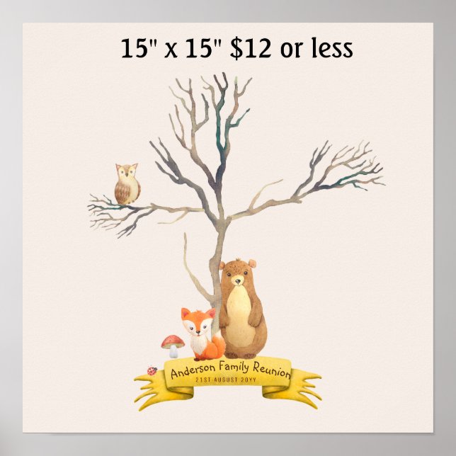 Chá de Bebê da Árvore da Impressão Digital ANIMAIS (Frente)