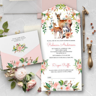Chá de Bebê da Mamãe e do Bebê com Veado Floral