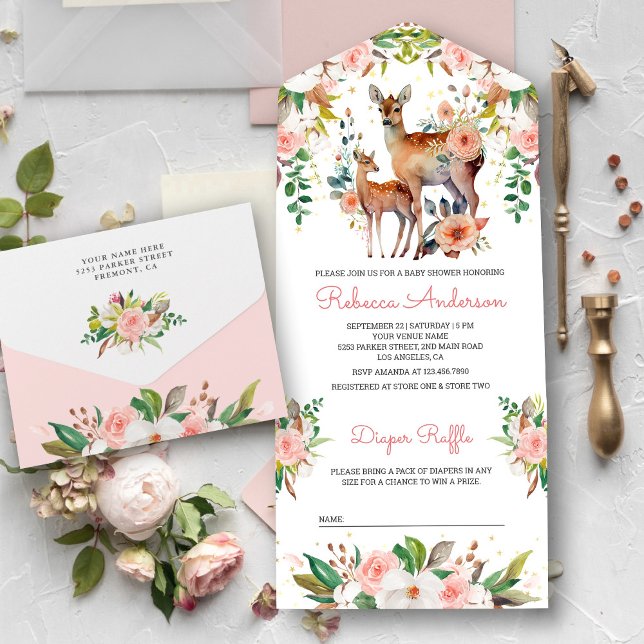 Chá de Bebê da Mamãe e do Bebê com Veado Floral (Criador carregado)