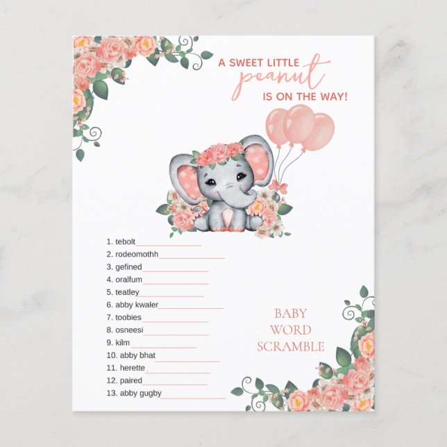 Chá de Bebê da Menina Elefante (Frente)