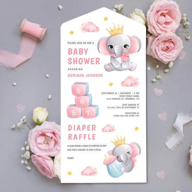 Chá de Bebê da Rainha Elefante Rosa Fofa (Criador carregado)