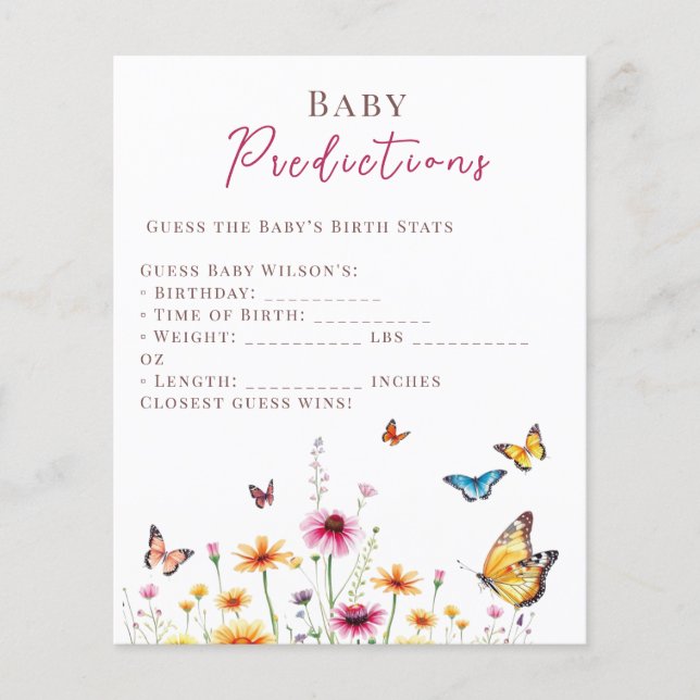 Chá de Bebê das Borboletas Flor Silvestre Predição (Frente)