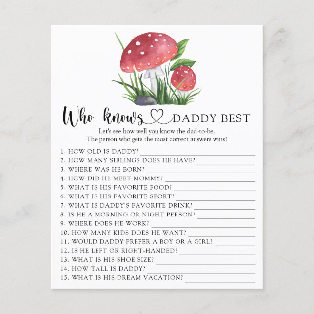 Chá de bebê de cogumelos Quem conhece melhor o pap (Frente)