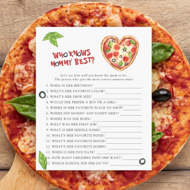 Chá de bebê de pizza - Quem conhece melhor a mamãe (Criador carregado)