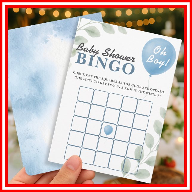 Chá de Bebê do Menino | Cartões de Bingo (Criador carregado)