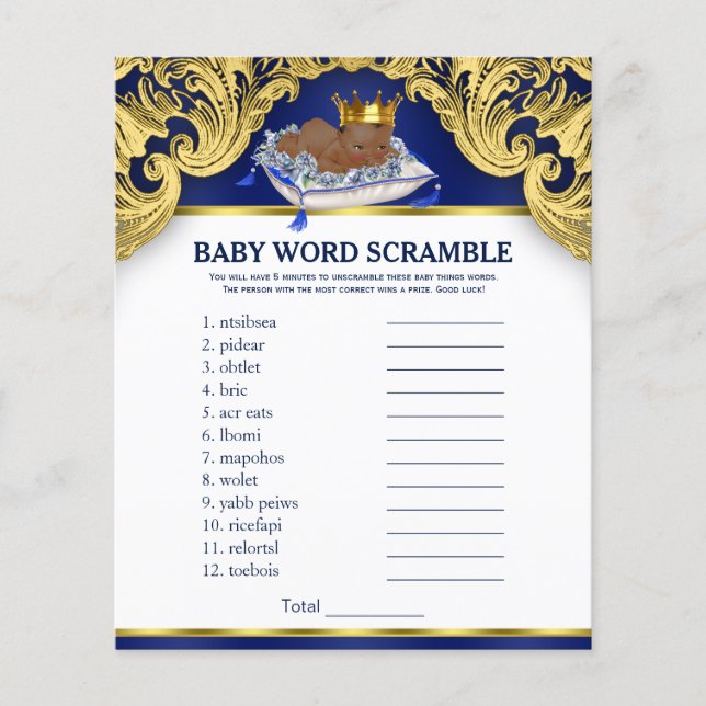 Chá de Bebê do Príncipe Afro-Americano Jogos (Frente)