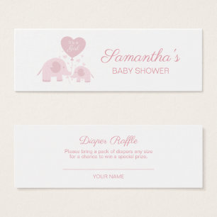 Chá de Bebê Elefante Menina Rosa Diaper Raffle