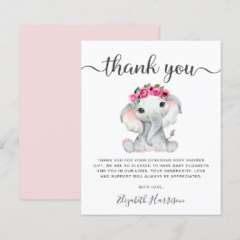 Chá de Bebê Elefante Rosa Agradecimento