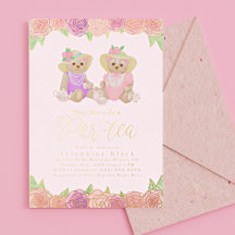 Chá de Bebê Elegante com Urso de Pelúcia Floral