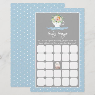 Chá de Bebê Elegante com Xícara de Chá e Bingo de