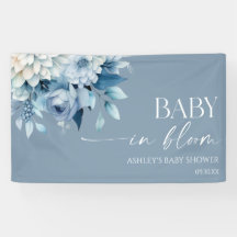 Chá de Bebê Floral Azul Empoeirado Baby In Bloom