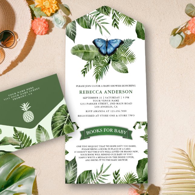Chá de Bebê Floresta Tropical Azul Borboleta Rústi (Criador carregado)