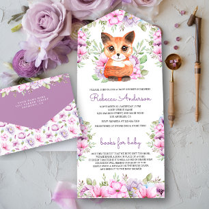Chá de Bebê Kitten Floral Rosa Roxo Fofo