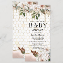 Chá de Bebê Mármore Floral Elegante