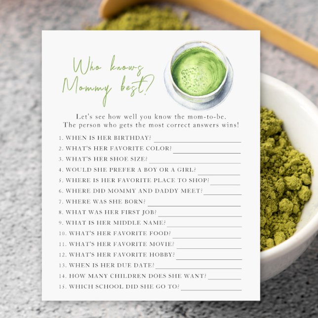 Chá de bebê Matcha - Quem conhece melhor a mamãe (Criador carregado)