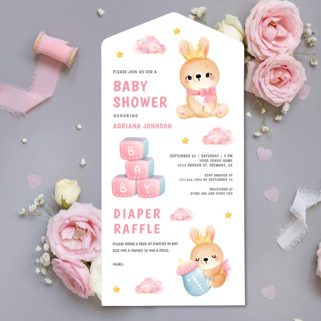 Chá de Bebê Menina Coelhinha Rosa Fofa Rainha (Criador carregado)