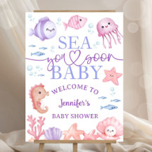 Chá de Bebê Menina Rosa Oceano Bem-Vindo Em Breve