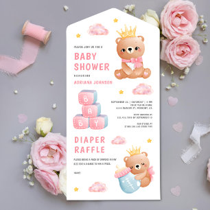 Chá de Bebê Menina Urso Teddy Rosa Fofo